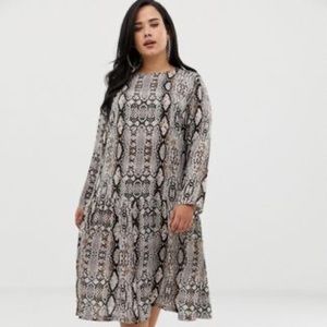 ASOS DESIGN Curve midi smock dress in snake print